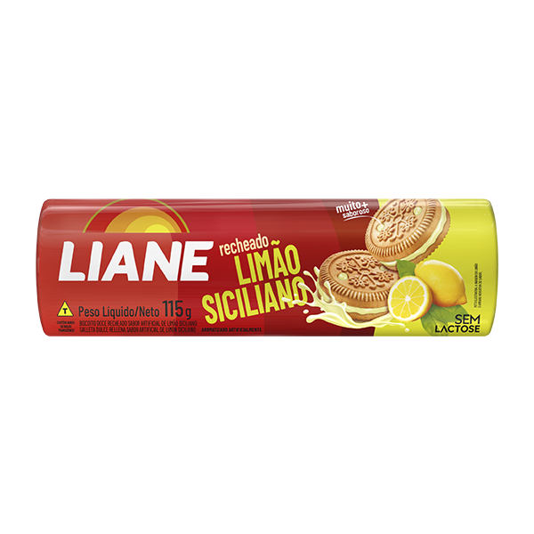 Biscoito Recheado Sabor Limão Siciliano 115g - Liane Alimentos